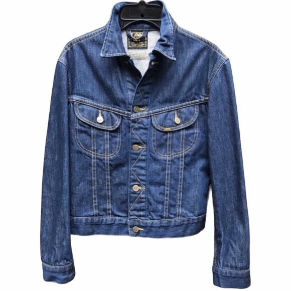 VINTAGE Lee Blue  Denim Button Up Jean Jacket Large - Picture 1 of 8